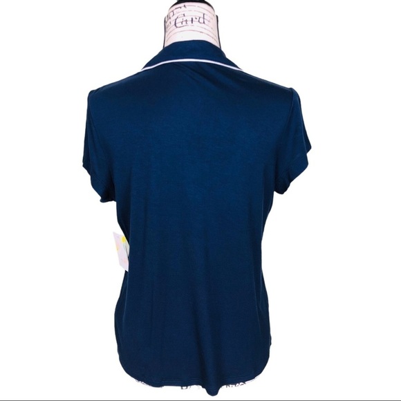 Shimera Knit Bedtime Pajama Top Size XS Navy Blue Button Close Unlined - Picture 6 of 9
